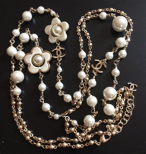 chanel chain pearl|chanel gold necklace.